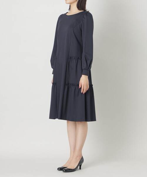 「TO BE CHIC」 長袖ワンピース 40 ダークネイビー レディース_画像4