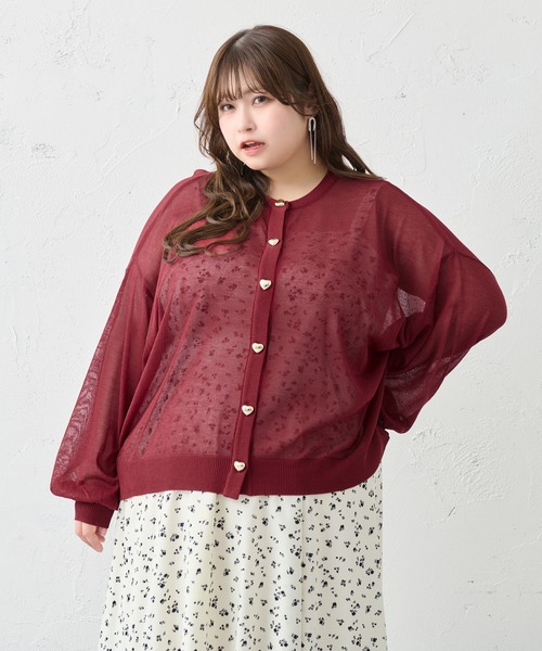 「Louiosy」 ニットカーディガン 3L ボルドー レディース_画像5