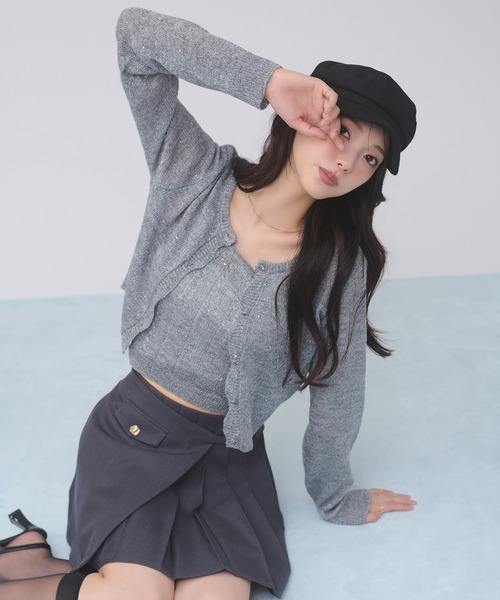 Ambre Neige（アンブルネージュ） カーディガン sequins knit ensemble