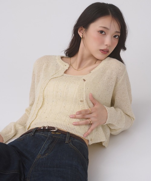 Ambre Neige（アンブルネージュ） カーディガン sequins knit ensemble