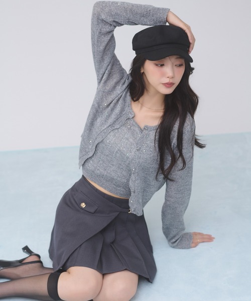 Ambre Neige（アンブルネージュ） カーディガン sequins knit ensemble