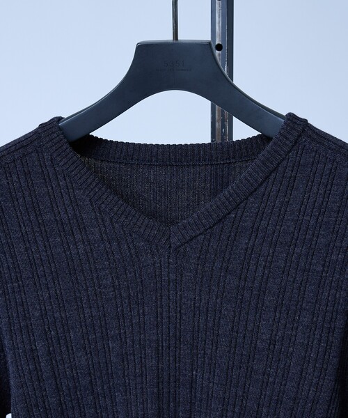 5351 POUR LES HOMMES セーター ニット Vネック ホールガーメント