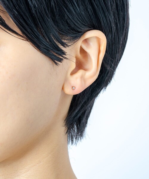 ピアス K18YG 一粒ダイヤモンド ピアス レディースの画像