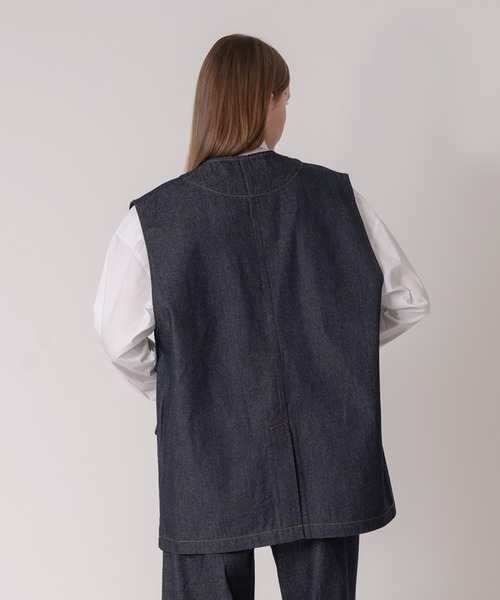 ONCILY ベスト 「SET UP可能」COLLARLESS DENIM GILET VEST