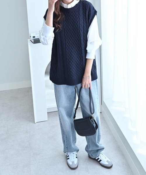 AURALEE ケーブルニットベストブラックサイズ1 ORGUEIL（オルゲイユ） 】 ケーブルニットベスト [ Cable Knit Vest
