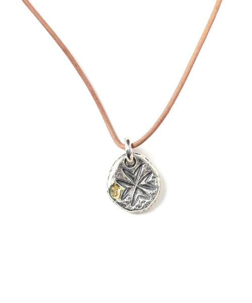 ネックレス 「EXCLUSIVE」Hammered Medallion Pendant With Stamp And 18k Gold Overlayの画像
