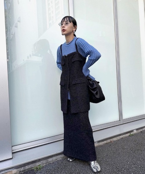 スカート ameri vintage glitter skirt セール】GLITTER EMBROIDERY VELOUR SKIRT（スカート）｜Ameri