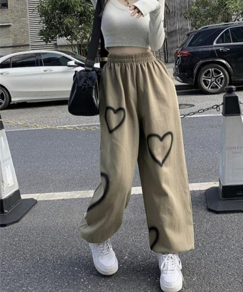 CANVAS+ スウェットパンツ ジャージ 「CANVAS+」ハートペイント