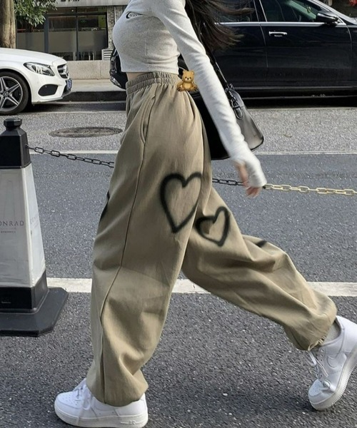 CANVAS+ スウェットパンツ ジャージ 「CANVAS+」ハートペイント