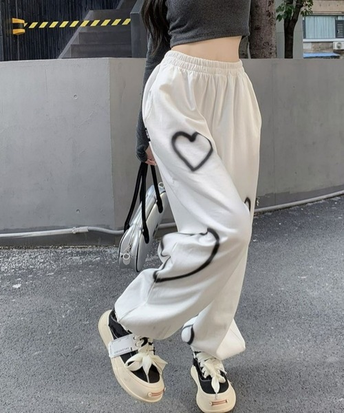 CANVAS+ スウェットパンツ ジャージ 「CANVAS+」ハートペイント