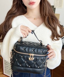 moment+ ショルダーバッグ バッグ ハートチャームビジューキルティング