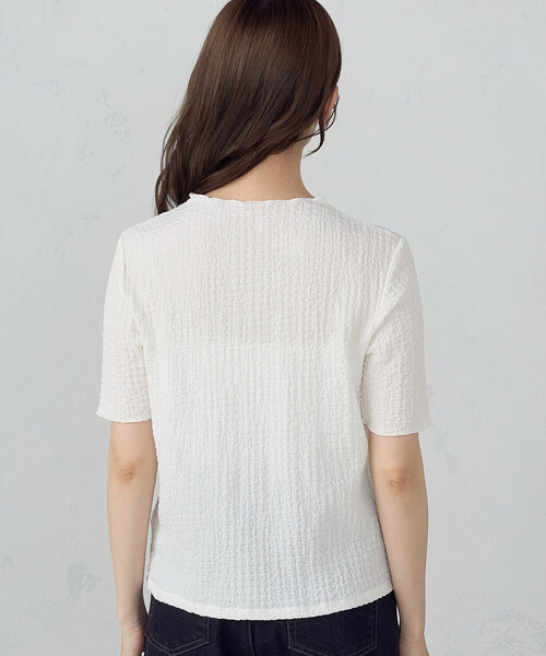 COMME CA ISM tシャツ シャーリング ボトルネックカットソー