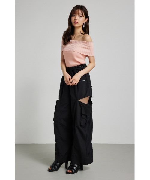 rienda 新品 バックロゴフーディーニットトップス ロゴボアトップス rienda | ビジューロゴフーディートップス (スウェット・パーカー