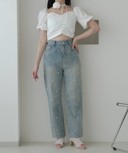 フラワー大襟ブラウス　アンミヌ　neige トレフルプラスワン have 好きに Ambre Neige ブラウス シャツ flower motif off shoulder blouse