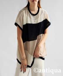 antiqua（アンティカ） tシャツ 麻タッチシアートップス レディース