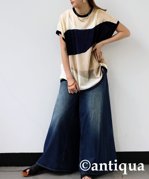 antiqua（アンティカ） tシャツ 麻タッチシアートップス レディース