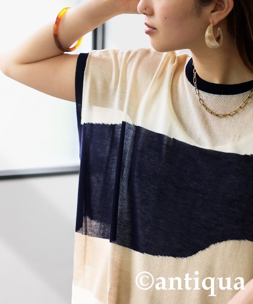antiqua（アンティカ） tシャツ 麻タッチシアートップス レディース
