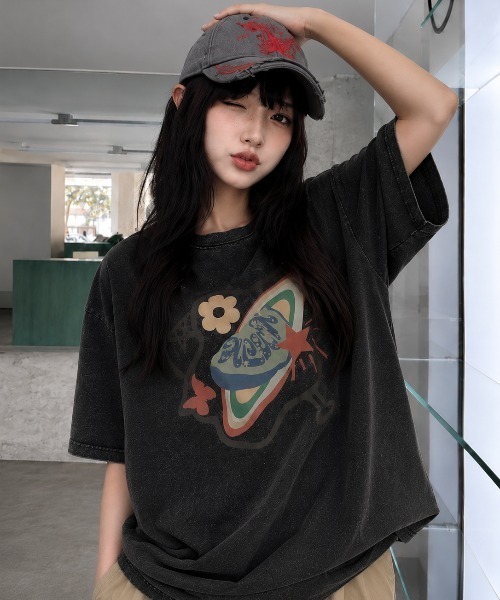 DEVICE（デバイス） tシャツ リゾート グラフィック ピグメント 韓国