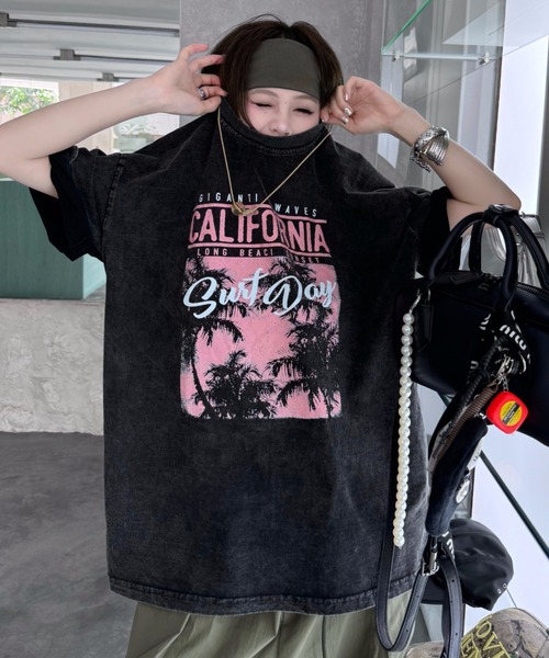 DEVICE（デバイス） tシャツ リゾート グラフィック ピグメント 韓国