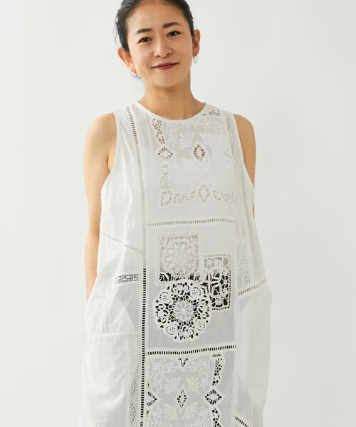 Freada ワンピース Freada/フリーダ パッチワークレースノースリーブ 
