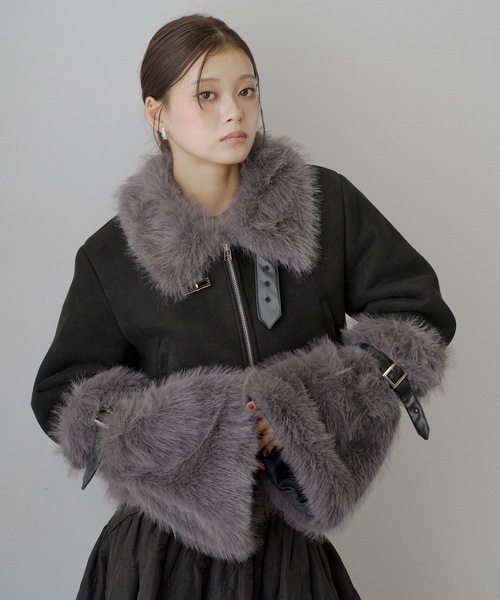 ＶＩＯＬＡＮＴ　ヴィオランティ　ムートンファー付きダウンコート　マスタード VIOLANT ヴィオランティ ムートンファー付きダウンコート