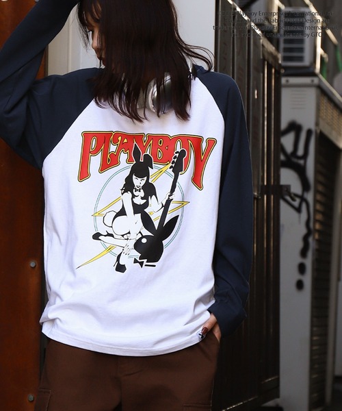 PLAYBOY tシャツ 「PLAYBOY」×「SEQUENZ」 バンド プリント