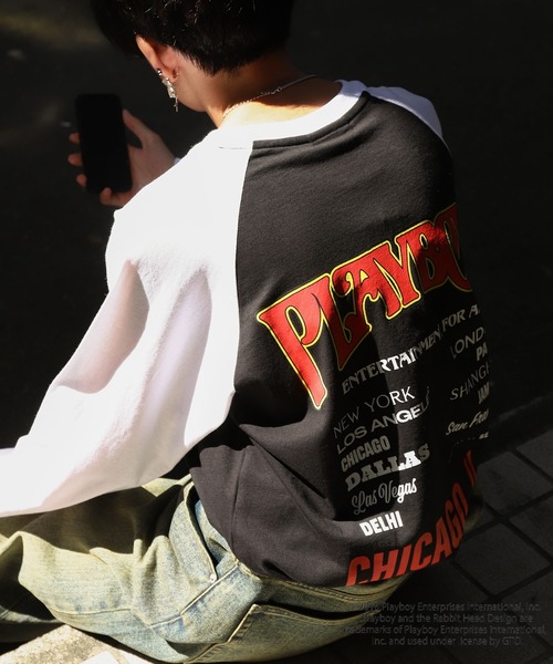 90s PLAYBOY ロンT PLAYBOY tシャツ 「PLAYBOY」×「SEQUENZ」 バンド プリント