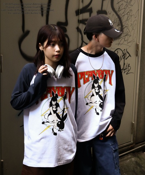 PLAYBOY tシャツ 「PLAYBOY」×「SEQUENZ」 バンド プリント