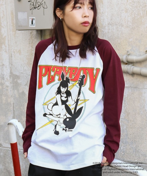 PLAYBOY tシャツ 「PLAYBOY」×「SEQUENZ」 バンド プリント