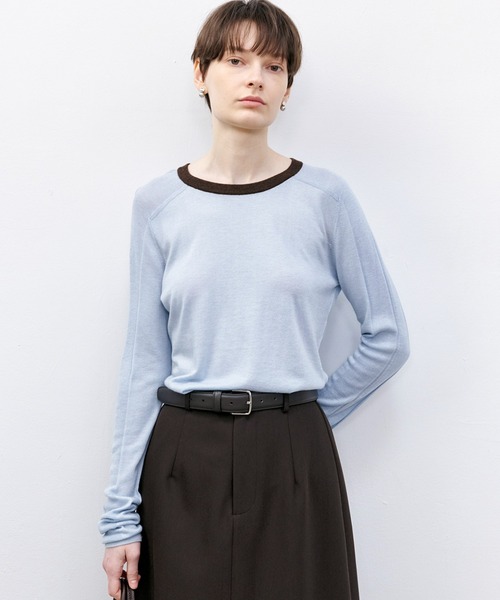 ニット セーター 「tageechita」シルクウール混　ベーシックラウンドネックニットトップス レディース メンズ tageechita】シルクウール混 ベーシックラウンドネックニット
