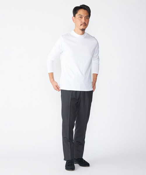 完売品 TWILL モックネックロングスリーブカットソー ホワイト SHIPS（シップス） tシャツ SHIPS: コットンウール モックネック