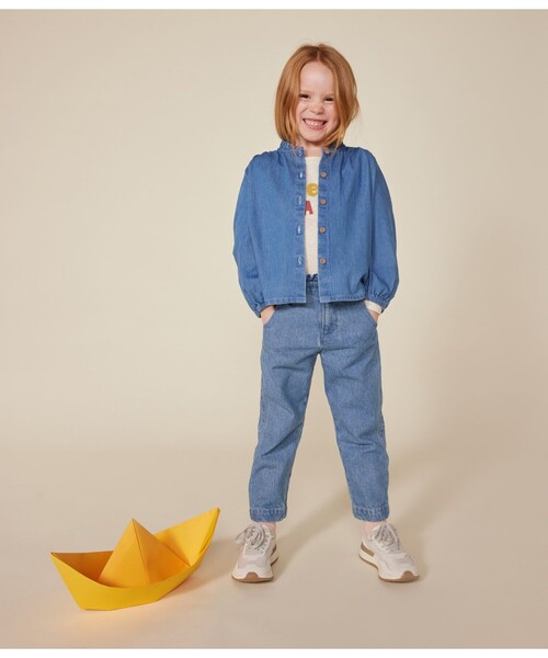 PETIT BATEAU ブラウス シャツ デニム長袖ブラウス キッズ 子供