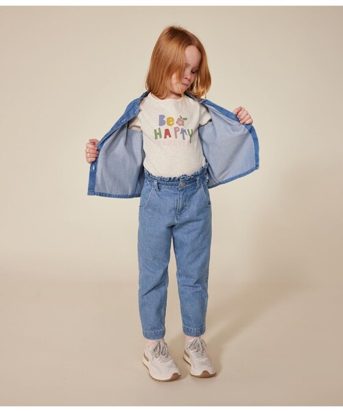 PETIT BATEAU ブラウス シャツ デニム長袖ブラウス キッズ 子供