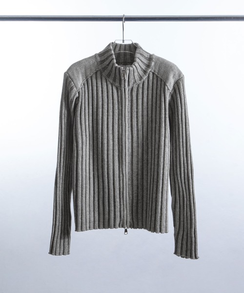 Srixon ニットセーター L オフホワイト&シルバーストライプ ZIP FIVE -White Line- セーター ニット 「White Line」 コントラスト