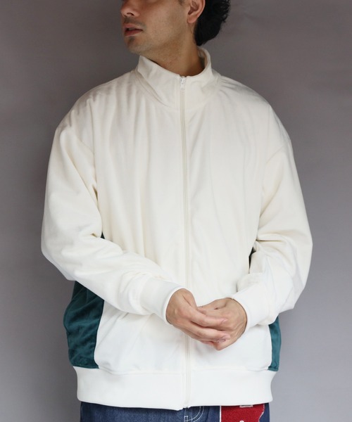 8 ブルゾン アウター ベロア切替トラックジャケット メンズ