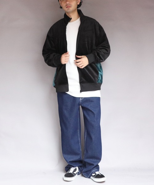 8 ブルゾン アウター ベロア切替トラックジャケット メンズ