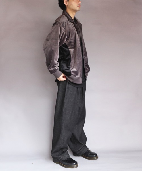 8 ブルゾン アウター ベロア切替トラックジャケット メンズ