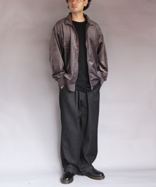 8 ブルゾン アウター ベロア切替トラックジャケット メンズ