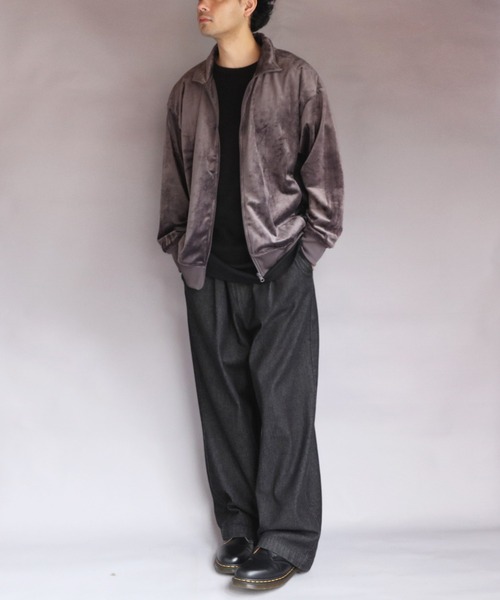 8 ブルゾン アウター ベロア切替トラックジャケット メンズ