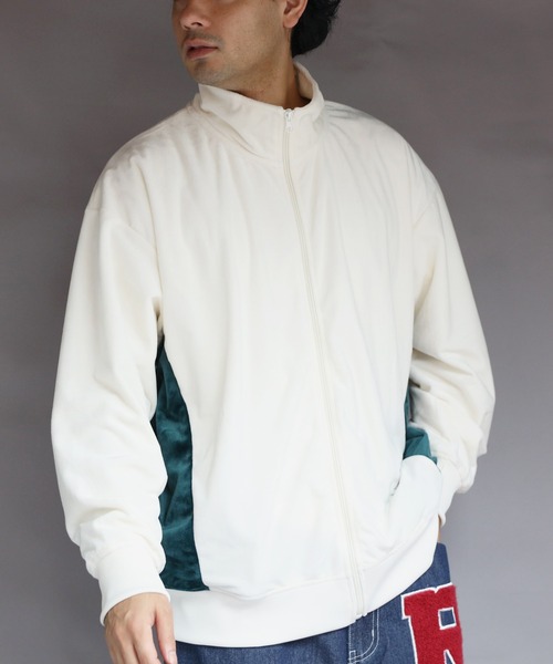 8 ブルゾン アウター ベロア切替トラックジャケット メンズ