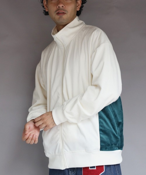 8 ブルゾン アウター ベロア切替トラックジャケット メンズ