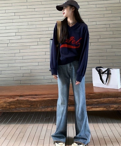 SHEENA セットアップ 「セットアップ」Vネックロゴトレーナー