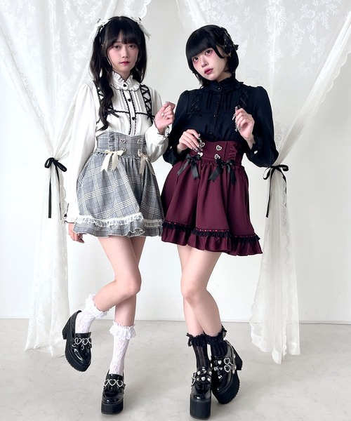 スカート DEAR DearMyLove スカート ハートリボンビジューフリルスカート