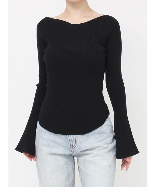 LAGUNAMOON ニット セーター アシンメトリードレープフレアスリーブ