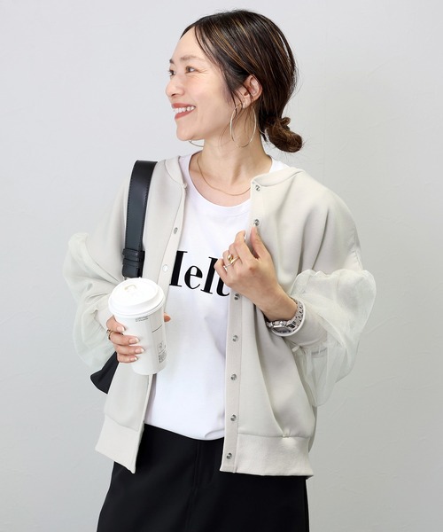 Aletta vita カーディガン ダンボール袖チュール重ね2WAYカーディガン