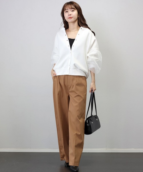 Aletta vita カーディガン ダンボール袖チュール重ね2WAYカーディガン