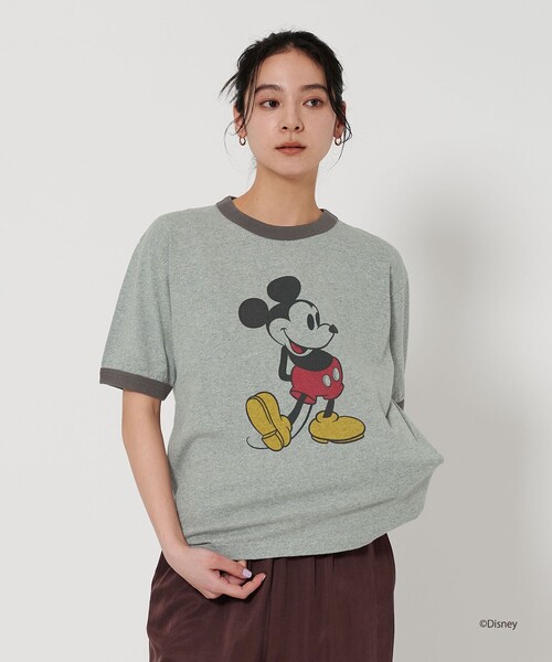 tシャツ 「別注」「TOWNCRAFT」Disney リンガープリント Tシャツ レディース