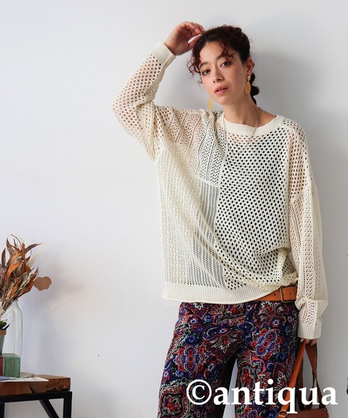 スーパー激レア　60'vintage サマーニット antiqua ニット セーター 透かし編みサマーニット レディース