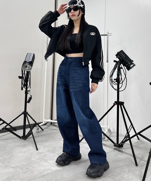 ジーンズ デニム デニムパンツ ハートパッチバギーデニム レディース ジーンズ デニム デニムパンツ ハートパッチバギーデニム レディース