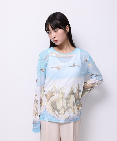 tシャツ HORSE” Shuhei Koki シアートップス長袖 レディース メンズ